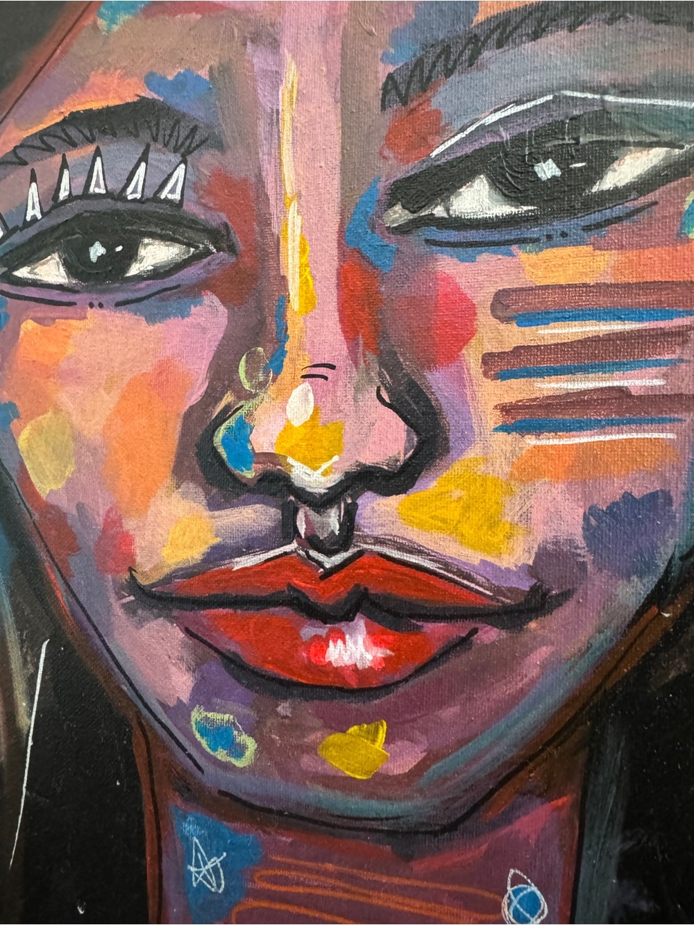 Original Mixed Media Oil Canvas Painting "Frequency Guardian" 16x20 - Picture 3 of 6